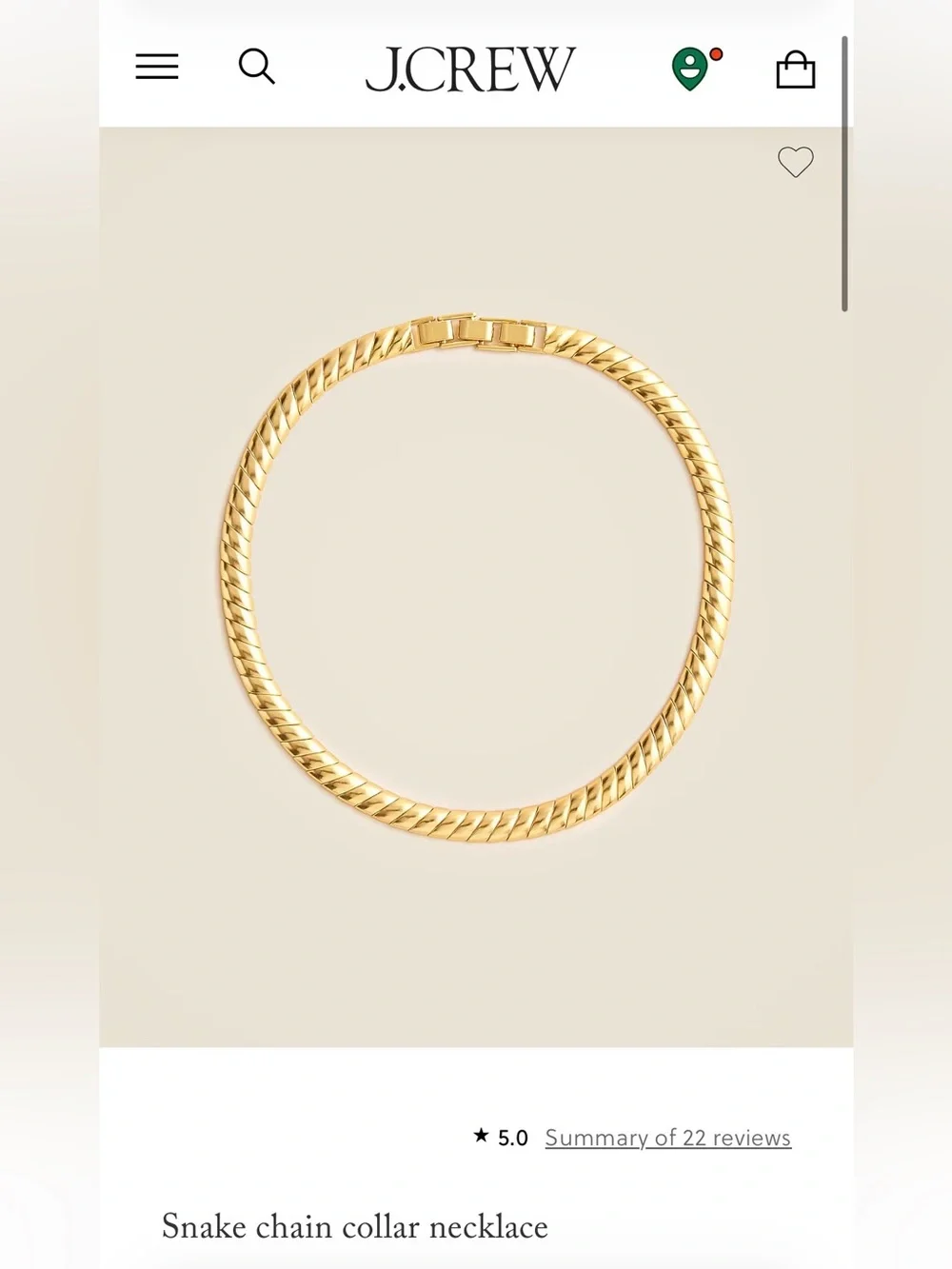 J.Crew Snake chain collar necklace